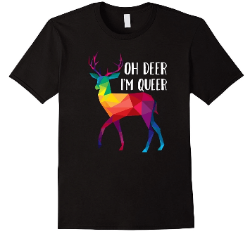T-shirt manches courtes noir Oh Deer I'm Queer