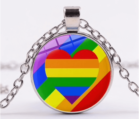 Collier Arc-en-ciel Avec Pendentif Rond Et Coeur