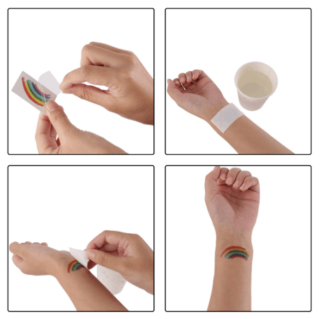 Coole temporäre Tattoos In drei verschiedenen Regenbogen Sujets