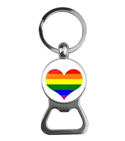 Bottle opener with rainbow heart