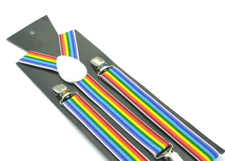 Bretelles Arc-en-Ciel Avec Bord Blanc En Cuir