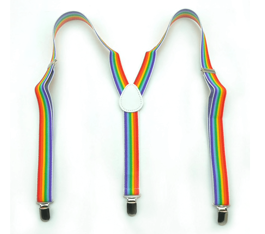 Bretelles Arc-en-Ciel Avec Bord Blanc En Cuir