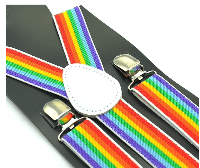 Bretelles Arc-en-Ciel Avec Bord Blanc En Cuir