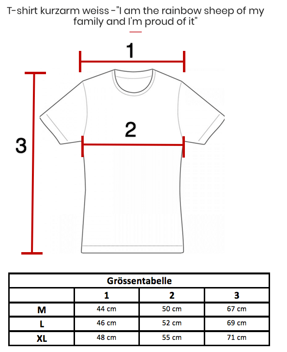 T-Shirt Manche Courte Blanc Je suis le mouton arc-en-ciel de ma famille et j'en suis fier