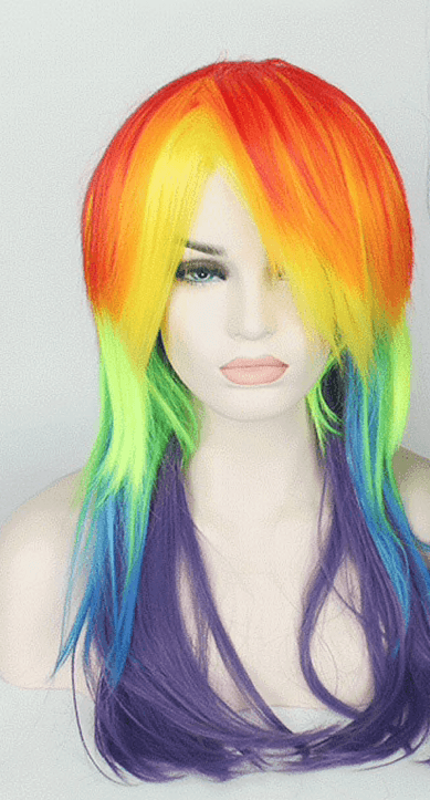 Perücke Lang In Regenbogenfarben