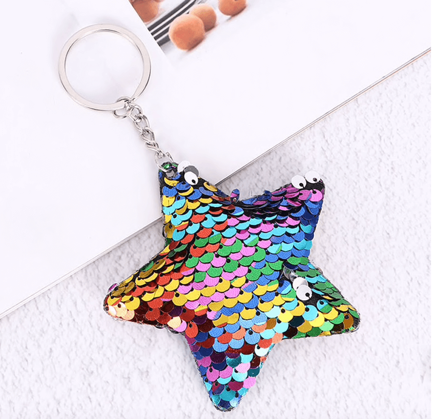 Funkelnder Pailletten Stern Ideal Als Schlüssel Und Taschenanhänger