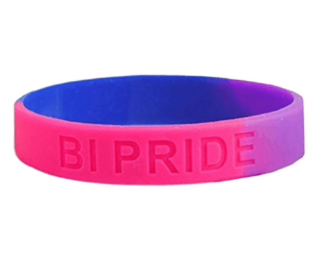 Bracelet arc-en-ciel étroit bisexuel et en silicone lettrage Bi Pride