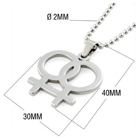 Collier boucles d'oreilles ou collier avec boucles d'oreilles symbole de genre féminin