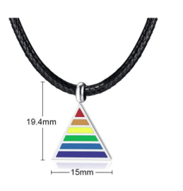 Collier avec pendentif pyramide aux couleurs de l'arc-en-ciel