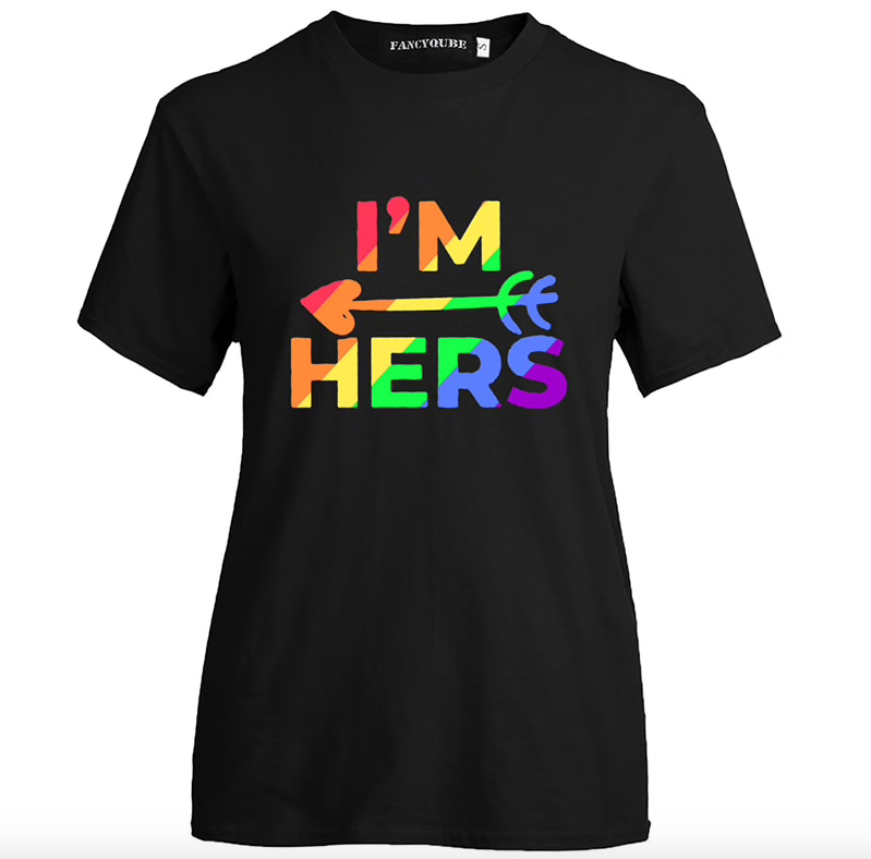Schwarzes Kurzarm-T-Shirt She's mine und I'm hers