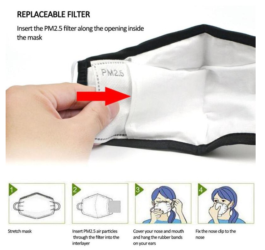 Filterpads Für Mundmaske Schwarz Mit Regenbogenherz Und Regenbogen (Rechteckige Filterpads)