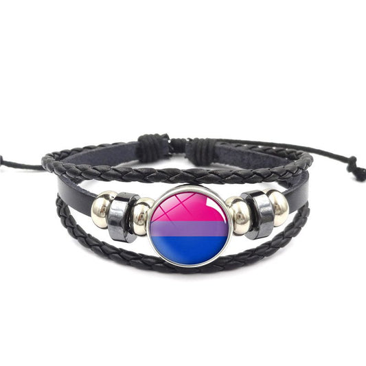 Bracelet En Cuir Avec Bouton Amovible Bisexuel