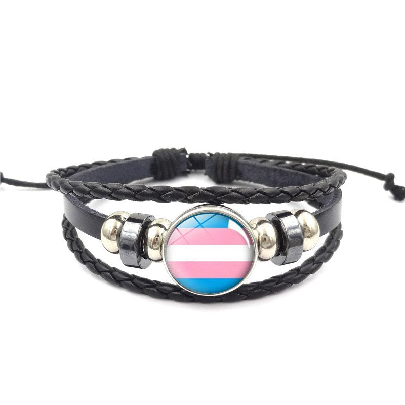 Bracelet En Cuir Avec Bouton Amovible Transgenre