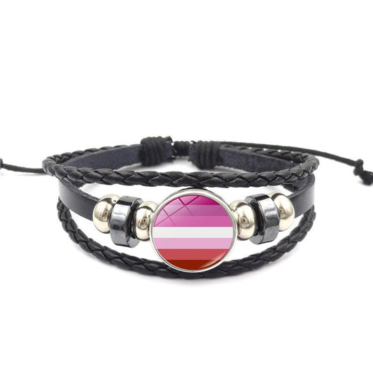 Bracelet En Cuir Avec Bouton Amovible Lesbienne