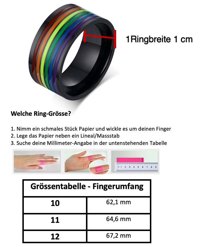 Wunderschöner Ring In Schwarz Mit Regenbogenstreifen