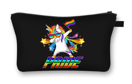 Trousse de maquillage pratique en noir avec une licorne