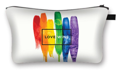 Trousse de maquillage pratique en blanc avec l'inscription Love Wins