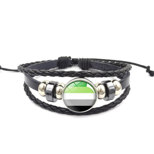 Bracelet En Cuir Avec Bouton Amovible Aromantic