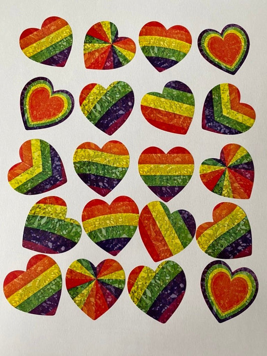 Autocollants avec différents coeurs arc-en-ciel