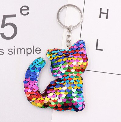 Sparkling sequin cat ideal as a key and bag pendant