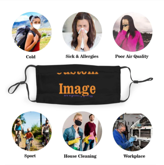 Masque buccal arc-en-ciel taille réglable avec tampon filtrant rectangulaire