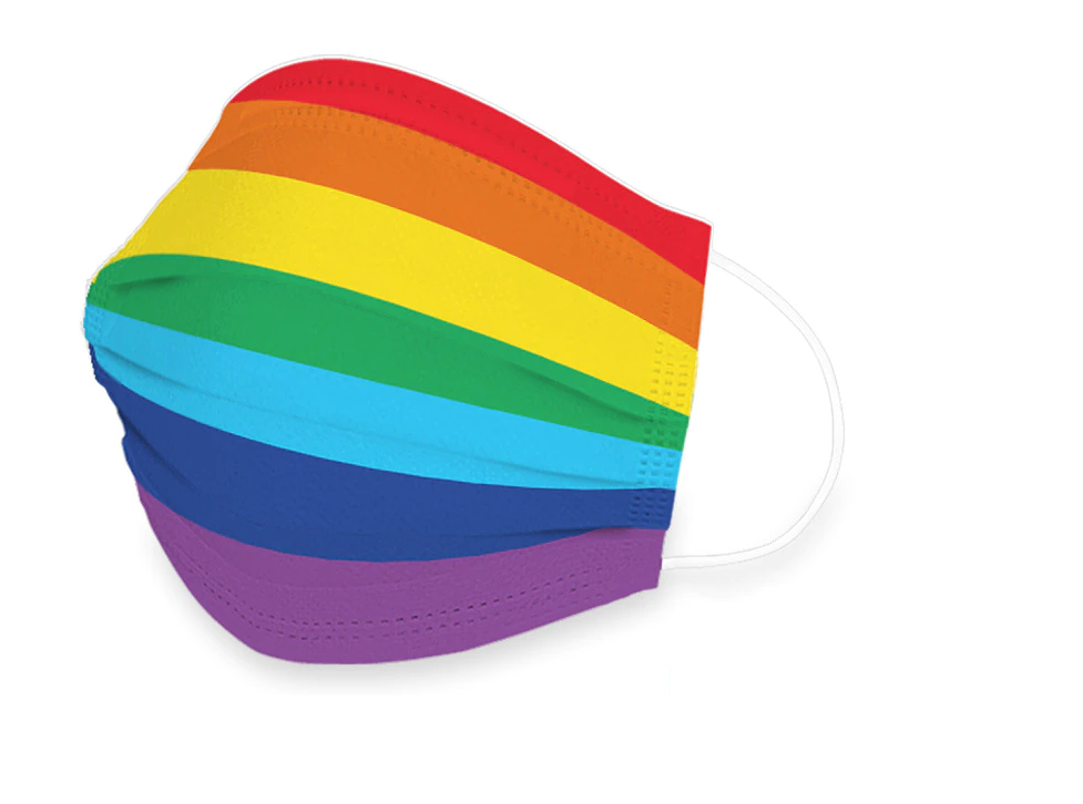 Cool disposable mask in rainbow design