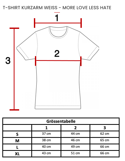 T-shirt manches courtes blanc, plus d'amour, moins de haine