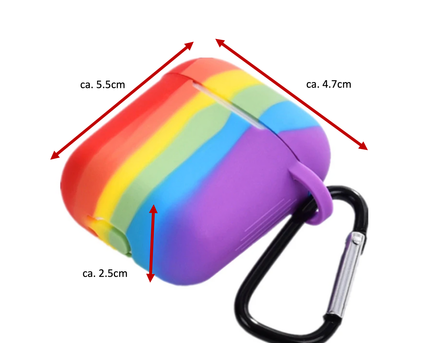 Étui de protection pour Airpods au design arc-en-ciel avec petit mousqueton