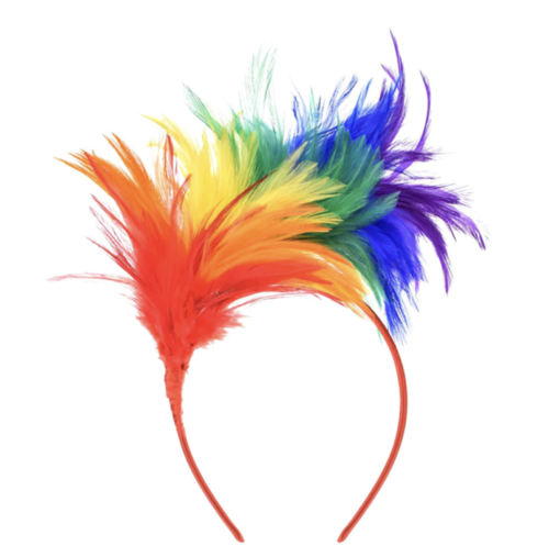 Headband with rainbow feathers