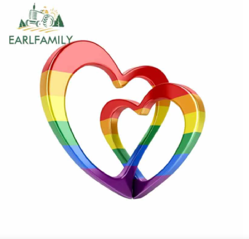 Autocollant voiture "Coeur Arc-en-ciel 3d"