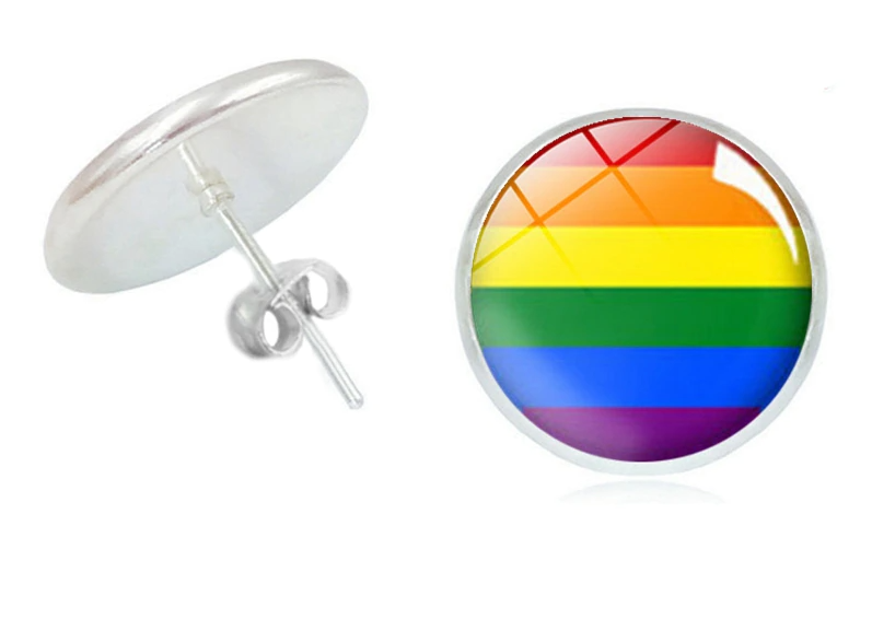 Regenbogen Ohrenstecker rund "Regenbogen" (1Paar)