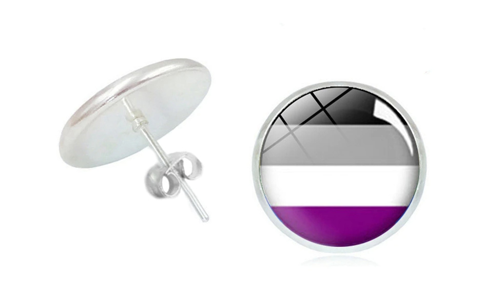 Clous d'oreilles arc-en-ciel ronds "Asexuel" (1 paire)