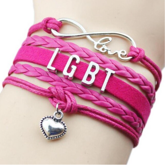 Bracelet en cuir ludique LGBT en rose