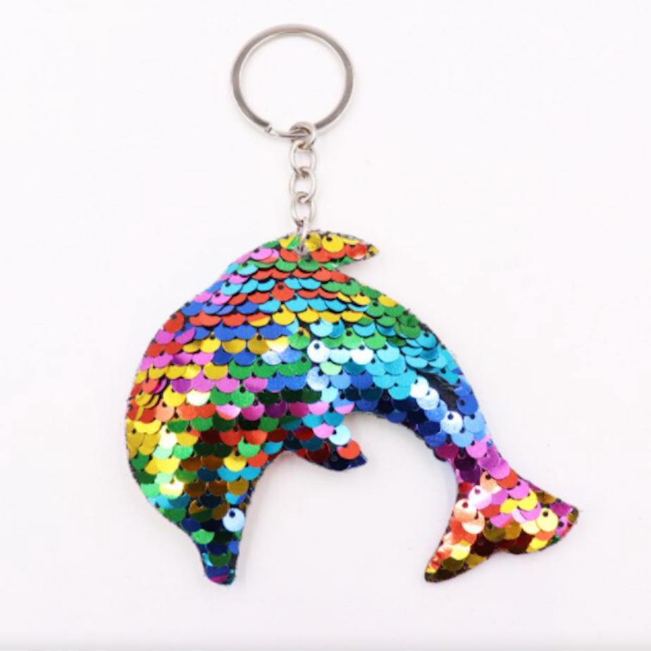 Dauphin à paillettes scintillantes - idéal comme pendentif de clé et de sac