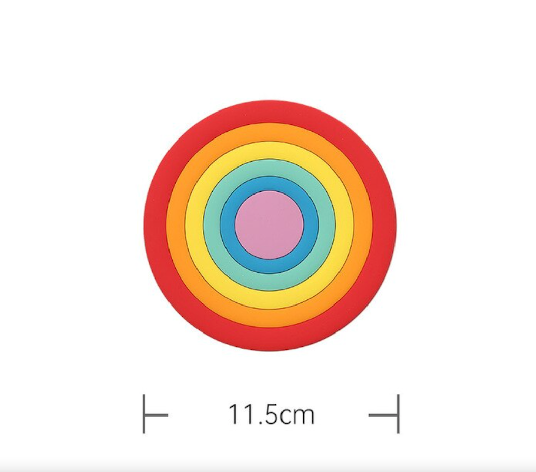 Sous-verres pour casseroles et tasses au design arc-en-ciel