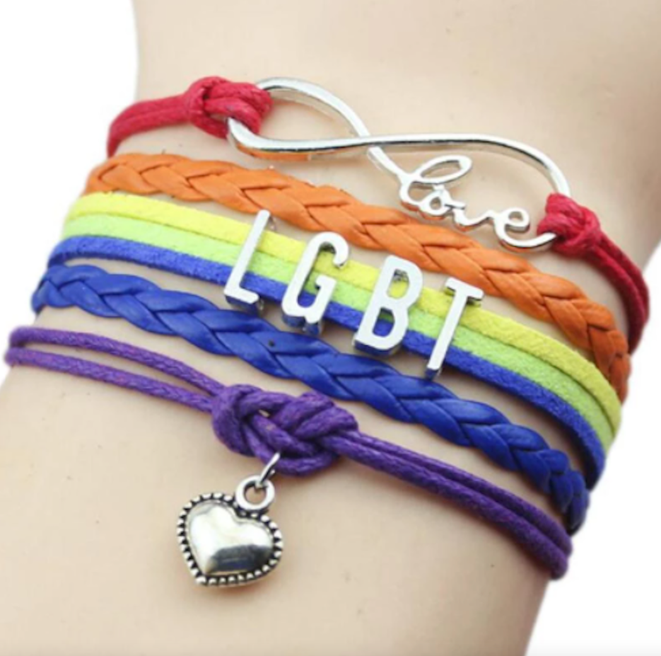 Verspieltes Lederarmband LGBT Regenbogen