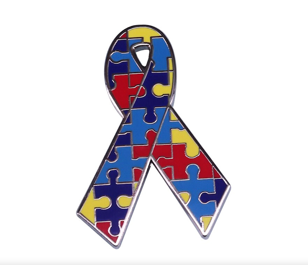 Pin Autismus Awarness Schleife