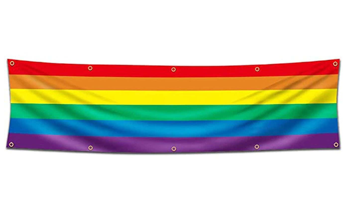 Rainbow flag XL 60 x 240 cm with 10 eyelets