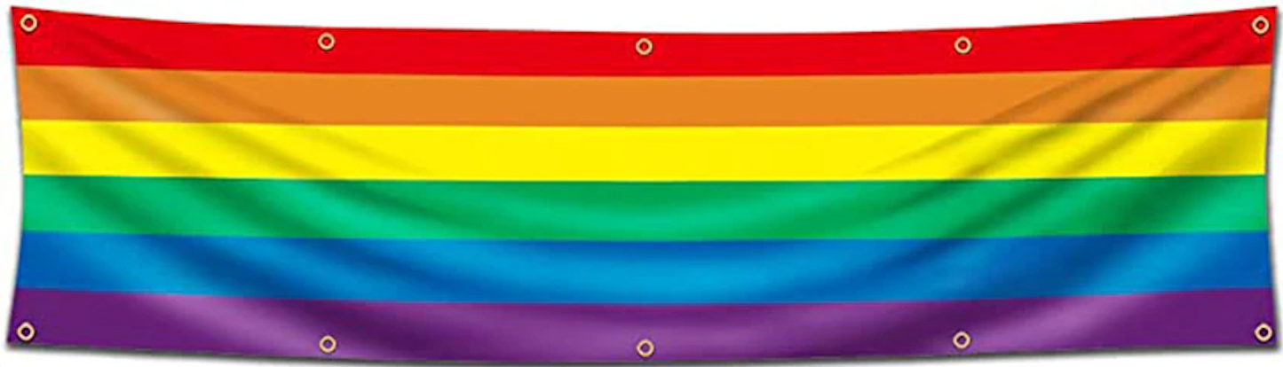 Regenbogenfahne XL 60 x 240 cm mit 10 Ösen