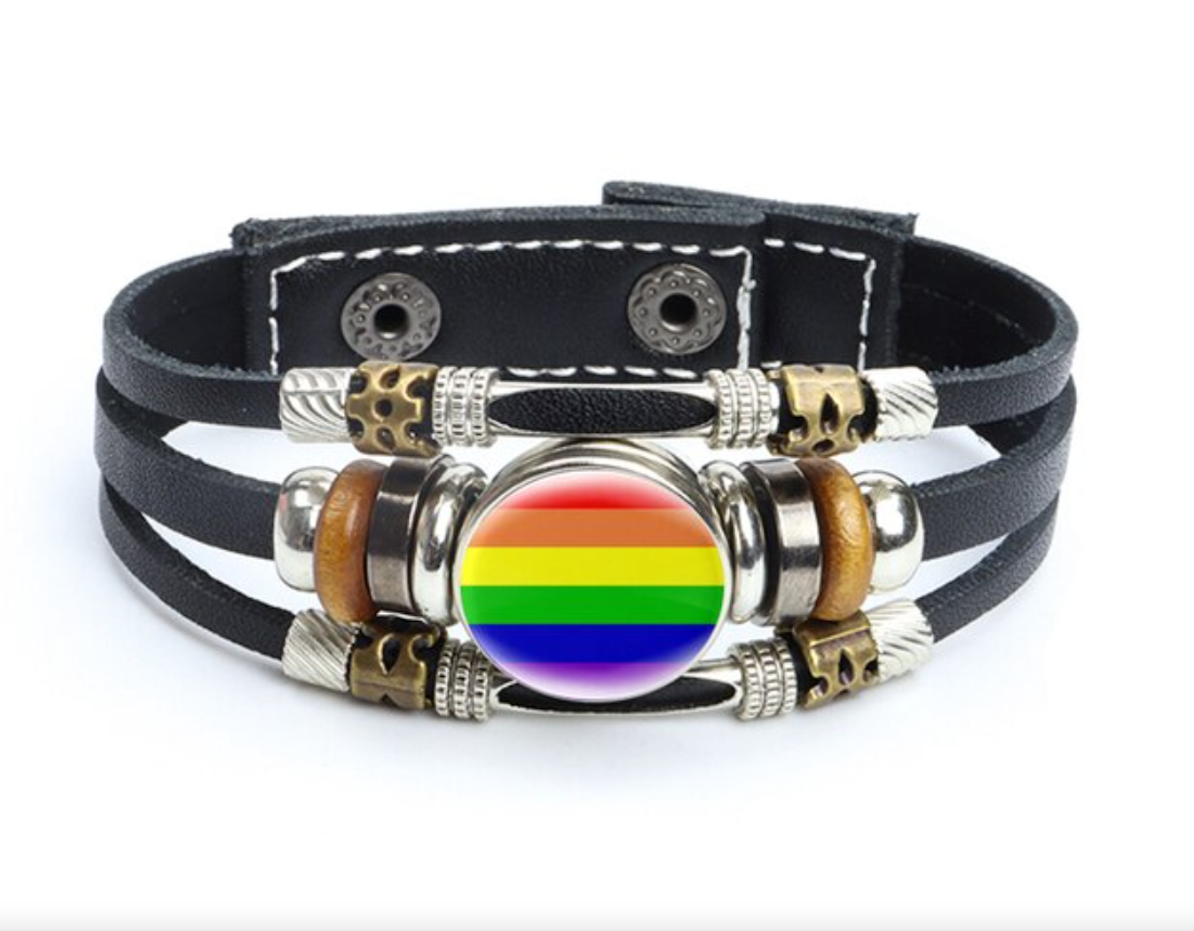 Lederarmband Regenbogen