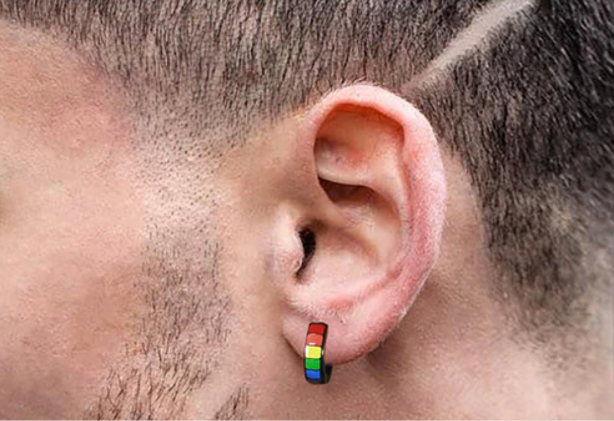 Ohrring schwarz im Regenbogendesign