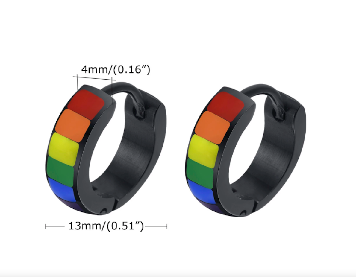 Ohrring schwarz im Regenbogendesign