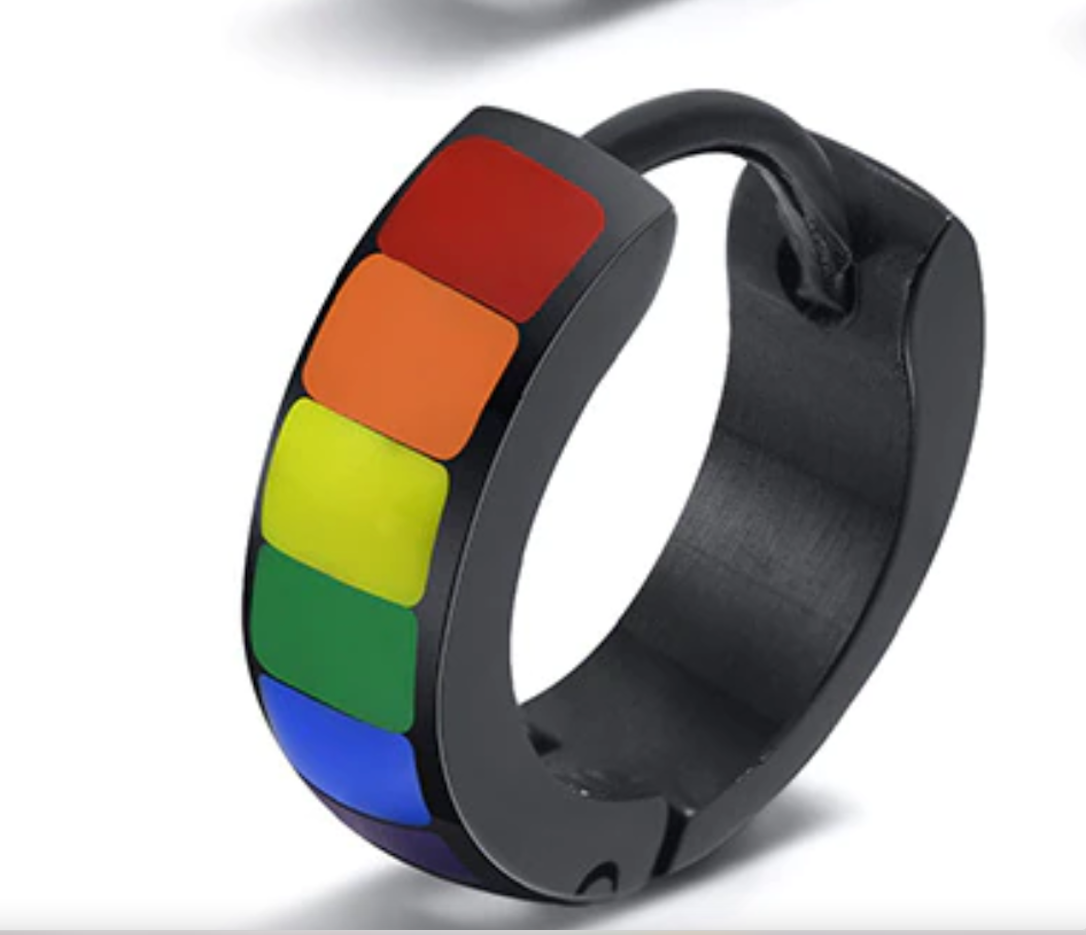 Ohrring schwarz im Regenbogendesign