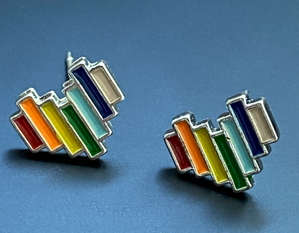 Ohrenstecker Kunst Regenbogenherz (2 Stück)