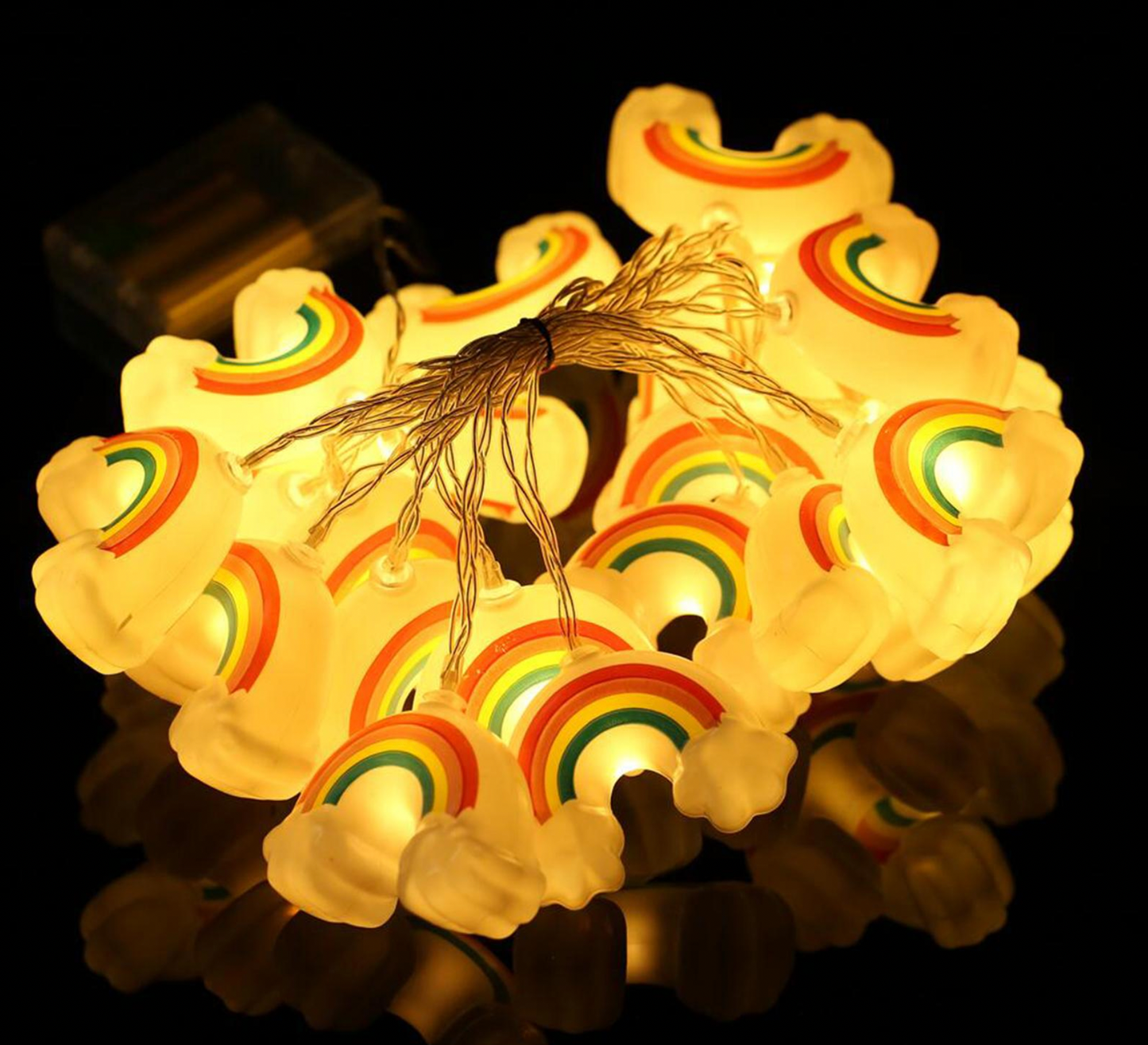 LED rainbow light chain with clouds