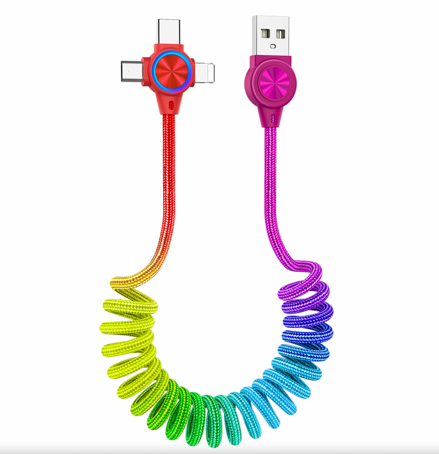 USB Ladekabel 3in1 im Regenbogen-Design
