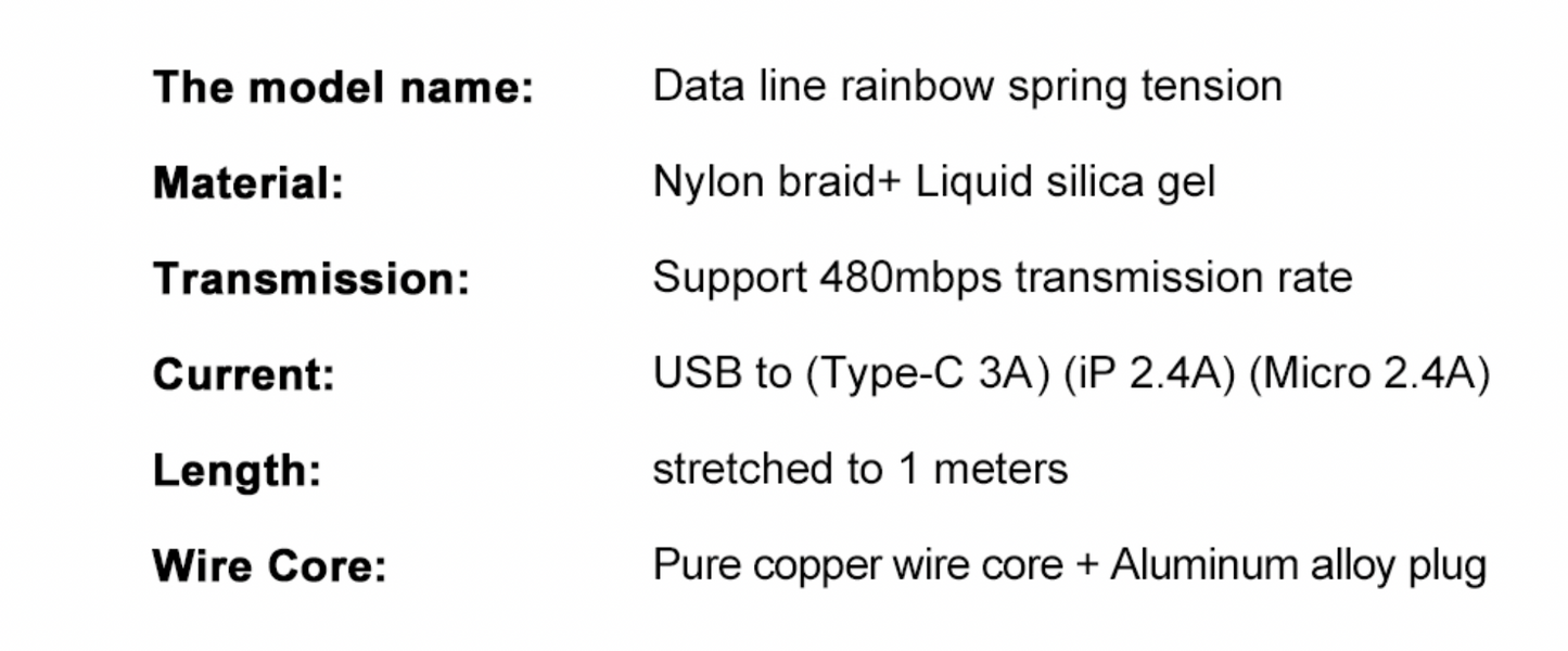 USB Ladekabel 3in1 im Regenbogen-Design