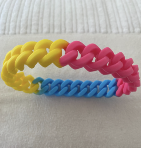 Bracelet narrow curled made of silicone - Pansexual