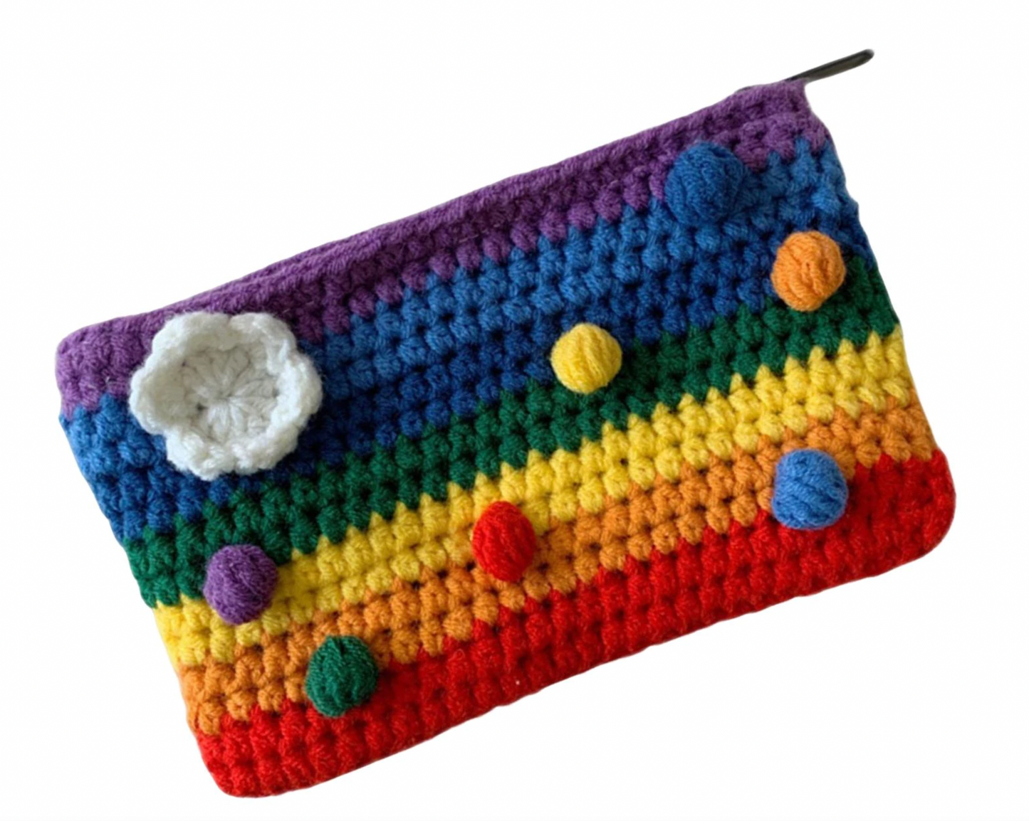 Hand-crocheted case with zipper