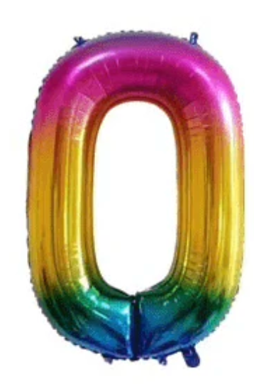 Ballon aluminium couleur arc-en-ciel numéro 0 - 9